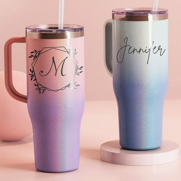 Personalized 40oz Tumbler With Handle, Lid and Straw