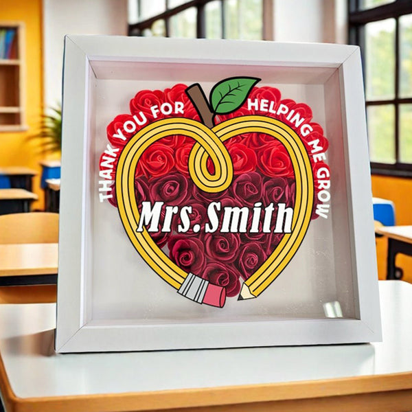 Custom Teacher Pencil Apple Shadow Box|School Office Sign