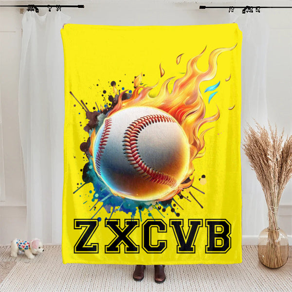 Personalised Ball Sports Blanket with Name and Number Birthday Game Day Gift