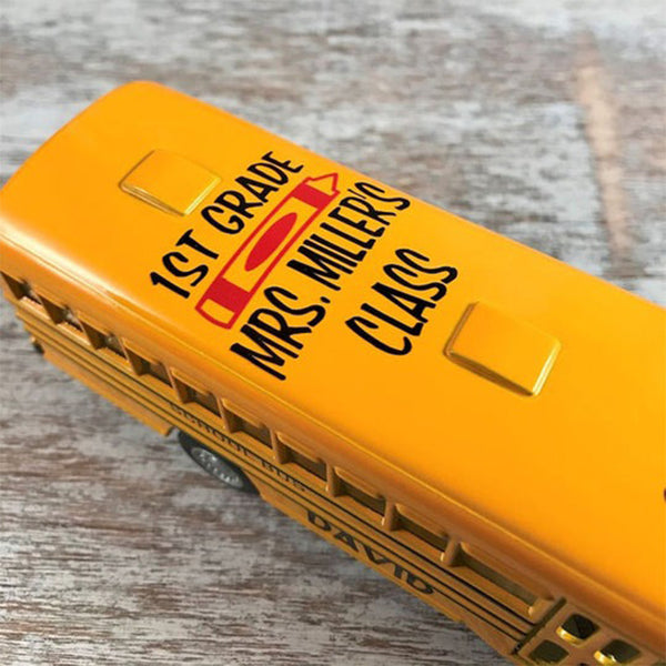 Personalized Alloy School Bus, Back To School Gifts for Kids, Teacher Gifts, Custom Toy School Bus