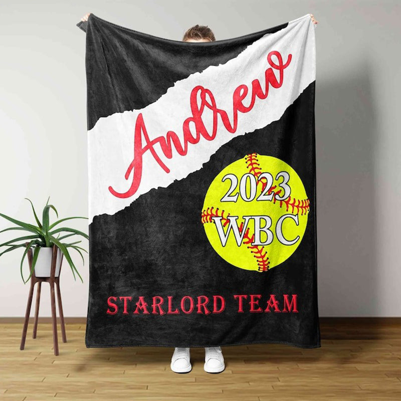 Personalized name Baseball Lover Blanket