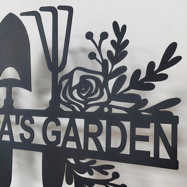 Garden Sign Personalized,Garden Metal Sign, Rose Garden Sign, Custom Gardener Name Sign