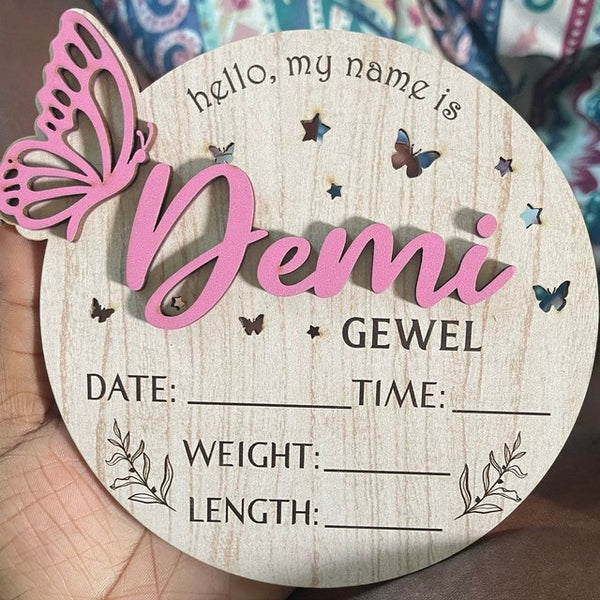 Personalized Baby Announcement Sign with Birth Stats