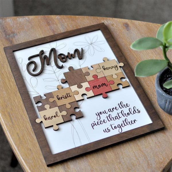 Mom Puzzle Sign for Mother's Day with Space for Names