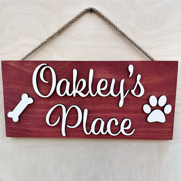 Dog Name Sign, 3D Dog Name Sign, Custom Dog Name Sign, Personalized Dog Name Sign, Dog Paw Sign, Dog Food Area Sign