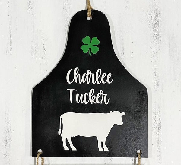 Cow Ear Tag Stall Sign | 4H Barn Stall Sign | Steer | Heifer | Personalized Name Sign for 4H Stall