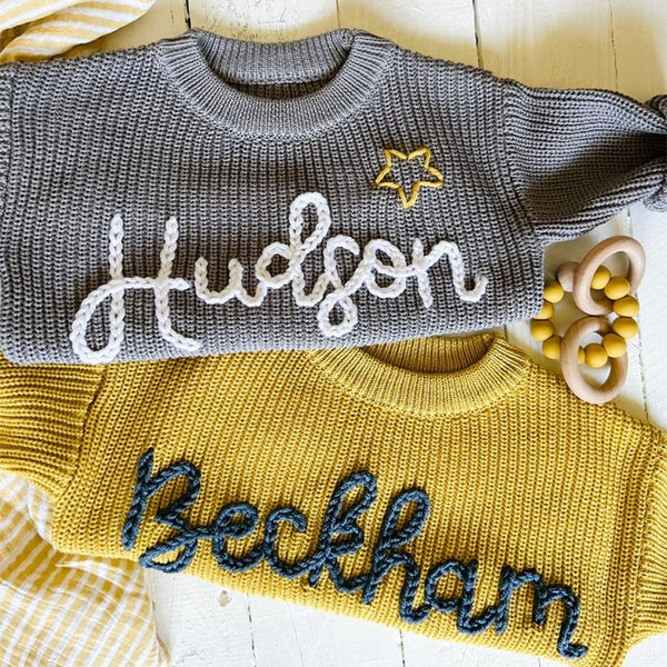 Personalized Hand Embroidered Baby and Toddler Sweaters