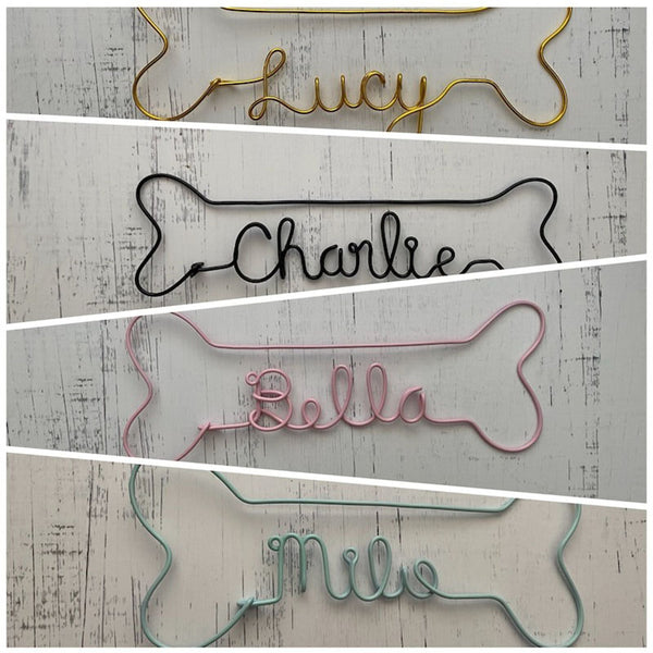 Personalized Dog Bone Name Sign Custom Dog Name Sign Wire Dog Name Sign