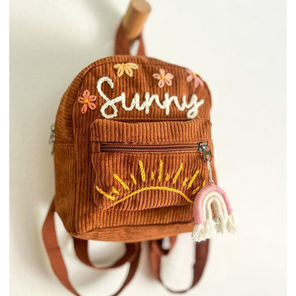 Hand Embroidered Personalised Kids Mini Backpack I Custom Kids Bag I Name Backpack