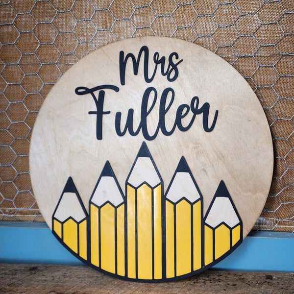 Wooden Teacher Door Hanger - Pencils, Teacher Appreciation Gift