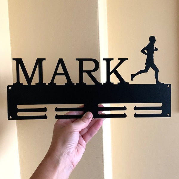 Personalized Running Marathon Medal Holder Custom Name Metal