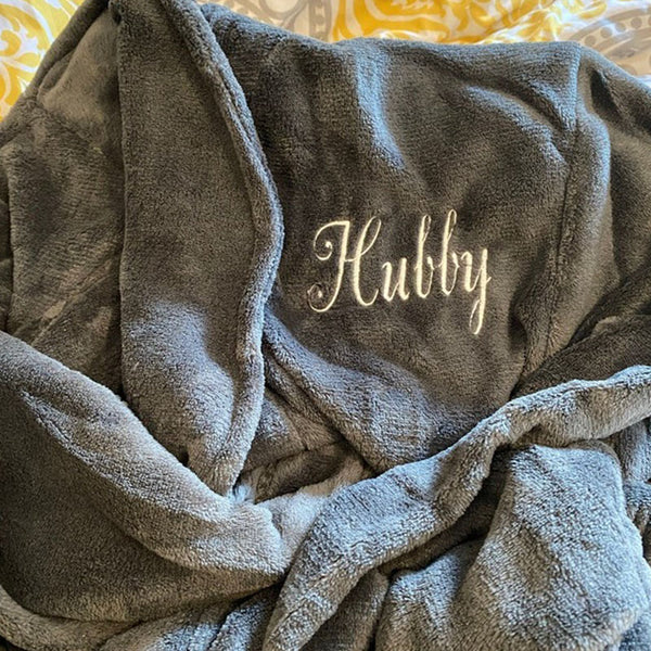 Personalized Robe Custom Birthday Gift for Him Her Custom Name Fleece Robe Gift