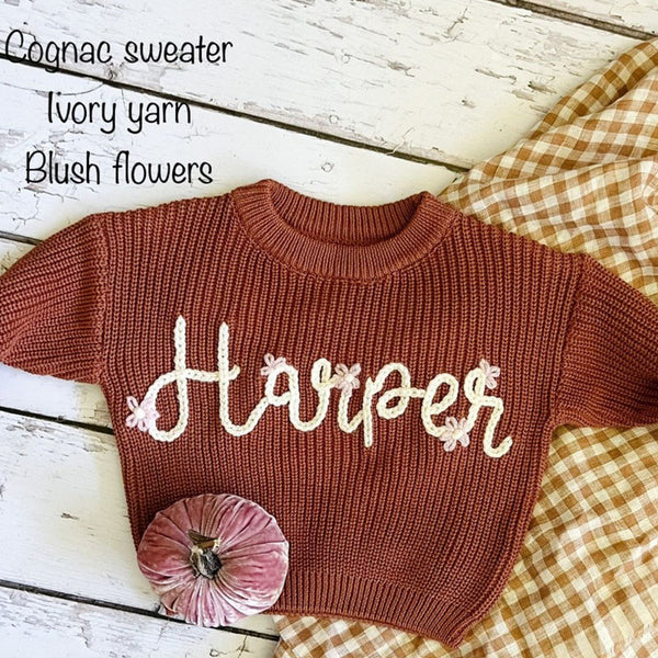 Personalized Hand Embroidered Baby and Toddler Sweaters