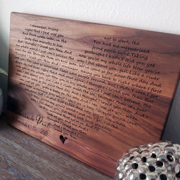 Wedding Song Lyrics Engraved, Wooden Anniversary Gift