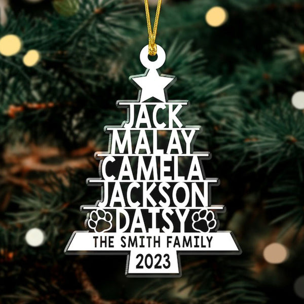 Custom Family Ornament, Family Name Christmas Tree Ornament