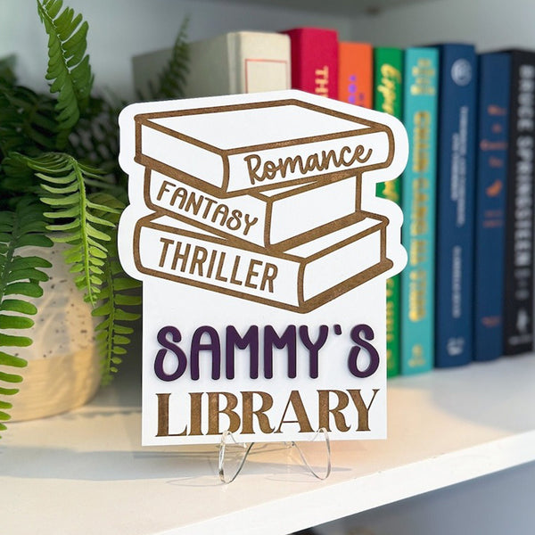 Library Sign, Personalized Library Sign, Book Shelf Decor