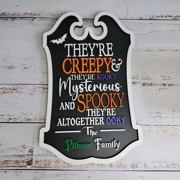 Creepy Custom Last Name Halloween Sign, Wall Sign Decoration