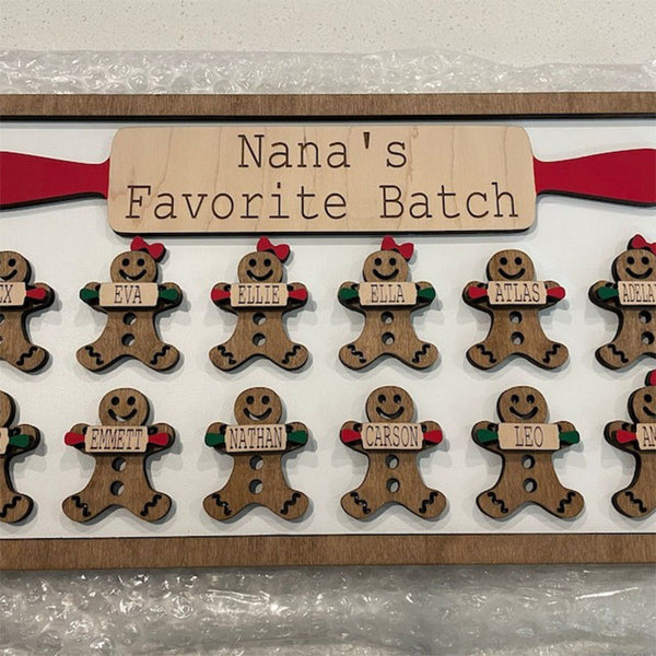 Personalized Gingerbread Family Wood Sign, Gingerbread grandchildren