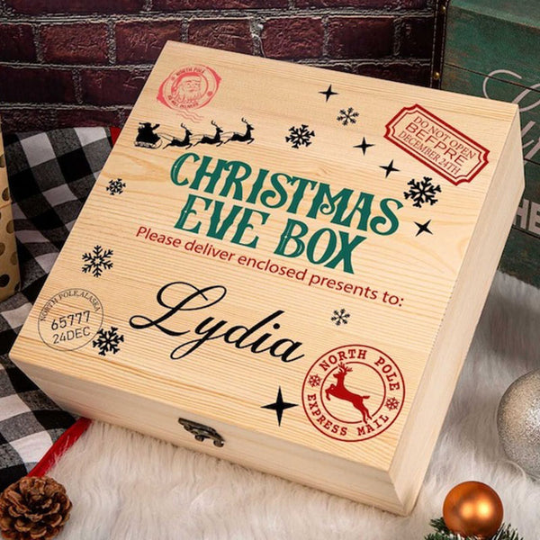 Custom Christmas Eve Box,personalised wooden gift box