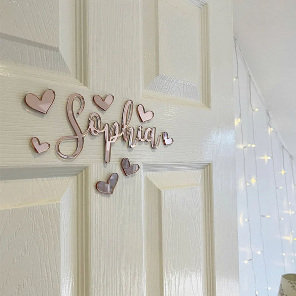 Coloured Acrylic Door Name Sign with Stars or Hearts - Nursery or Children's Bedroom Sign - Baby Name - Laser Coloured Acrylic Toy Box Sign