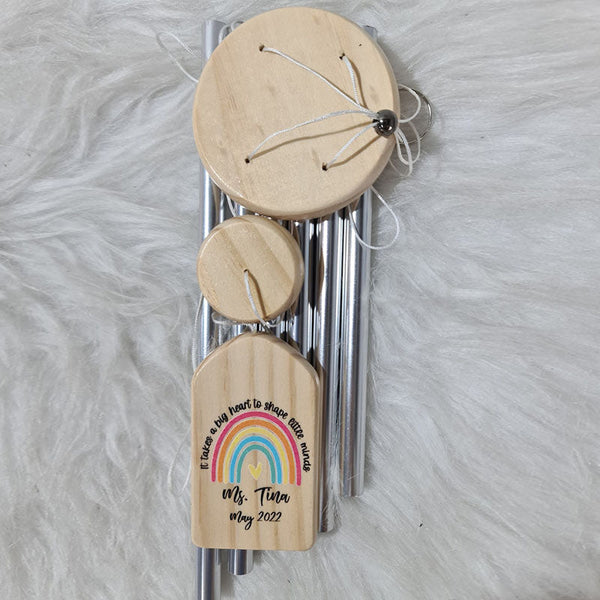 Personalized Teacher Gift Wind Chimes, Thank You Teacher Gifts, Wooden Wind Chimes Home Garden Decoration