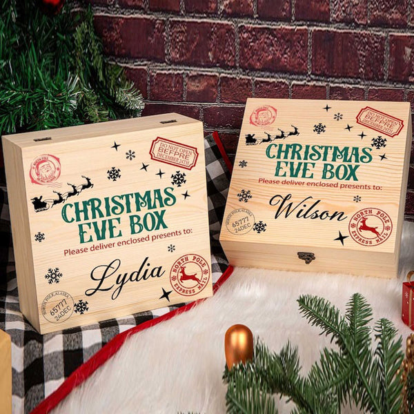 Custom Christmas Eve Box,personalised wooden gift box