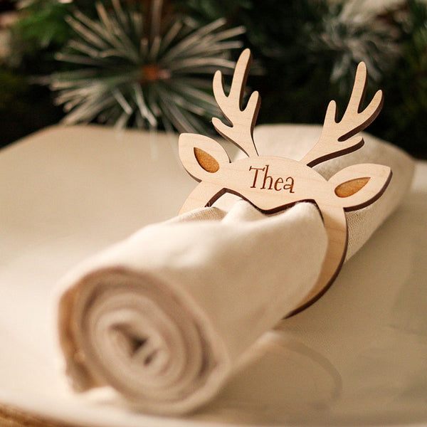 Christmas Personalised Deer Wooden Napkin Ring