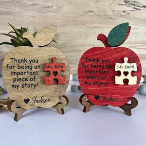 Teacher Gift, Apple, Puzzle Piece, Desktop Size, Personalized Teacher Gift