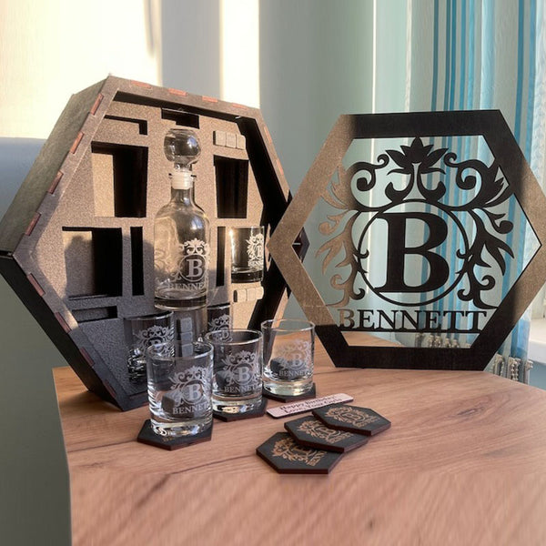 Fathers day gift, Personalized Decanter set, Personalized Gift, Whiskey glasses, Gift for men