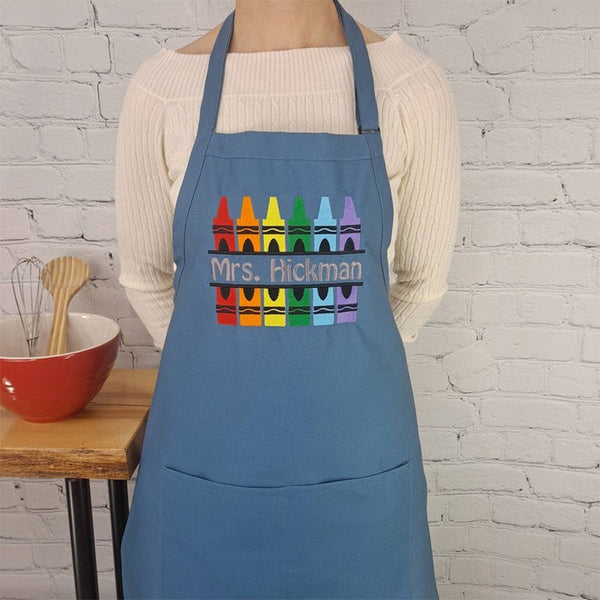 Teacher apron crayon art teacher gift