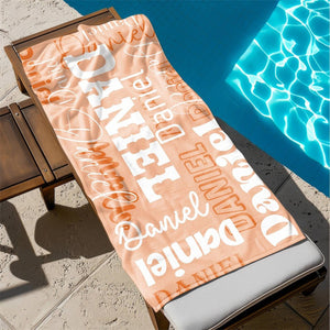 Personalized Beach Towel with Name, Oversized Custom Monogram Pool Towel