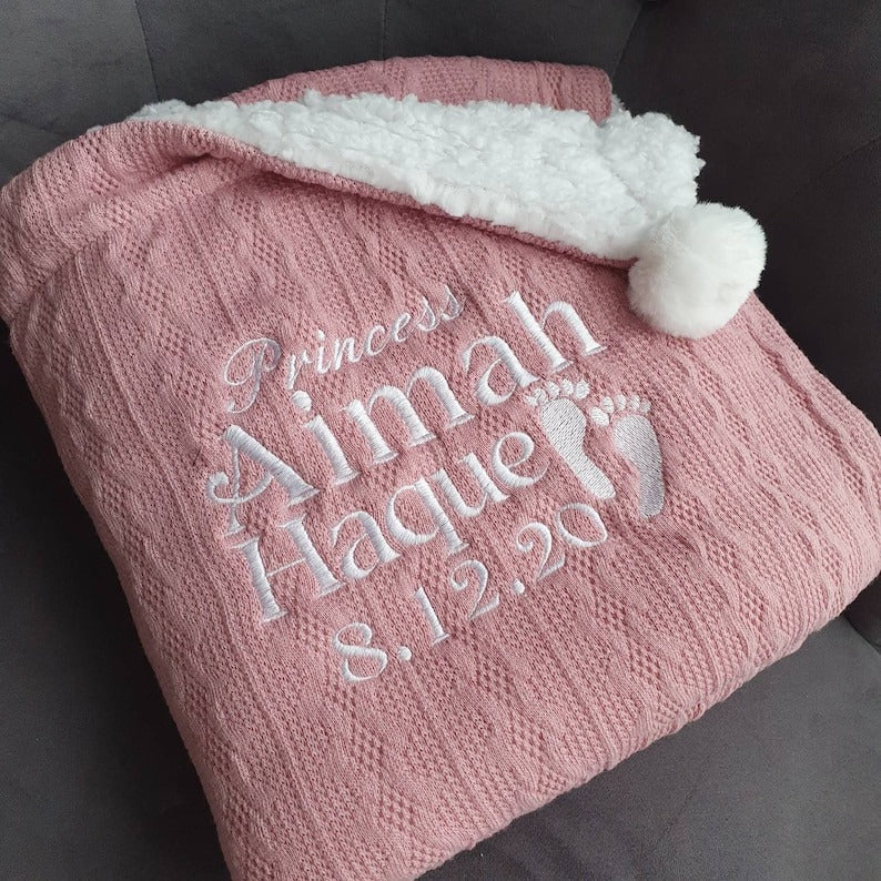 Personalised Baby/Toddler Cable Knit Blanket