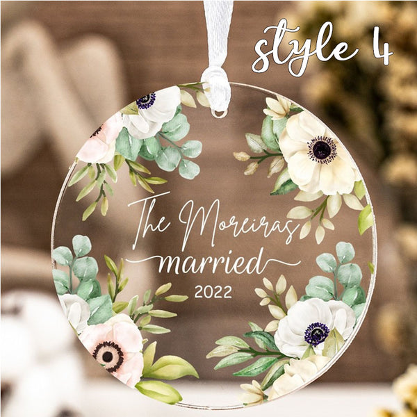 Personalized Engaged Married Ornament Personalized Wedding Ornament - Clear Acrylic - Gifts for Our Newlyweds