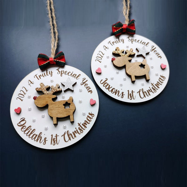 Personalize Your Baby'S First Christmas, Wooden Ornaments, Christmas Tree Decorations