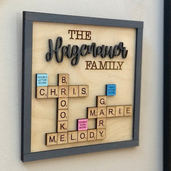 Personalized Last Name Scrabble Wood Sign, Gift for Grandpa