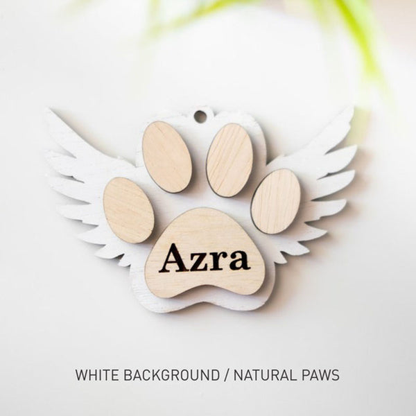 Angel Wings Dog Paw Ornament Personalized Christmas Ornament Pet Cat