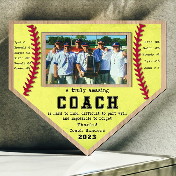 Custom Baseball Coach Wooden Sign,Team Photo Hanging Plaque, End of Season Manager Gift