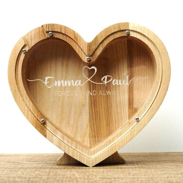 Heart piggy bank, personalized couple gift, boyfriend girlfriend gift unique