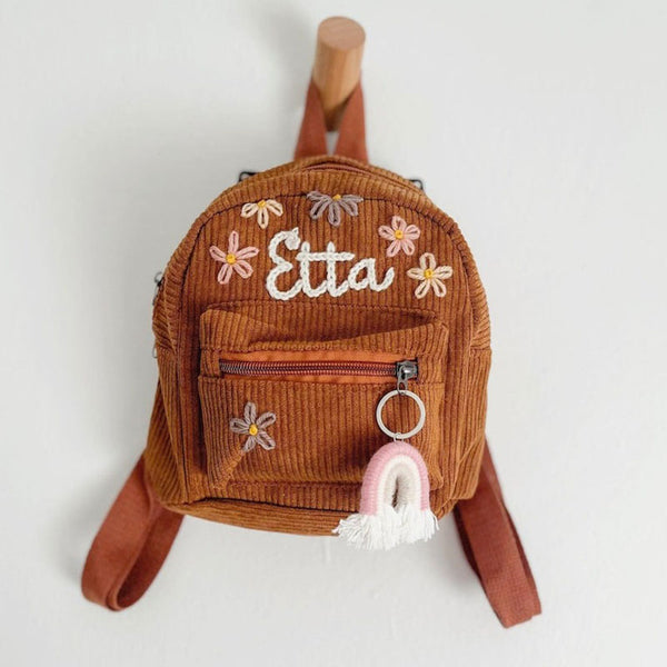 Hand Embroidered Personalised Kids Mini Backpack I Custom Kids Bag I Name Backpack