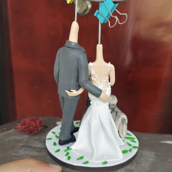 Custom couple bobblehead, bobblehead couple,bobblehead wedding cake topper, wedding gifts with dog/cat(pets)