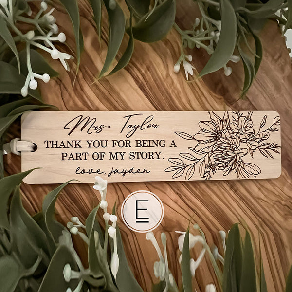 Teacher Appreciation Bookmark | Teacher Gift Personalized Bookmark | End of Year Gift