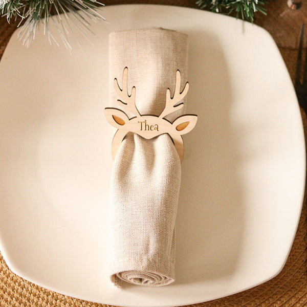 Christmas Personalised Deer Wooden Napkin Ring