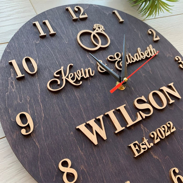 Custom Wall Clock, Personalized Family Name Clock