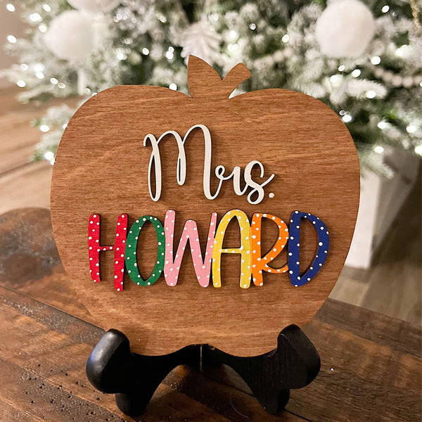 Personalized Desktop Teacher Apple Sign , Gifts for Teachers