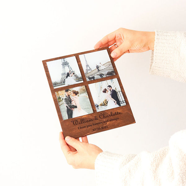 Custom Photo on Acrylic, Wood Frame with your photos, Anniversary Gift for Husband, Photo Print Plaque