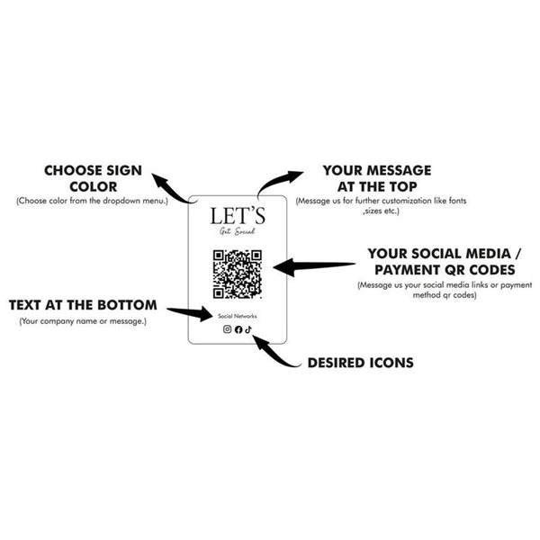 Mini QR Code Social Media Sign Facebook Instagram Business Sign Payment Sign Appointment