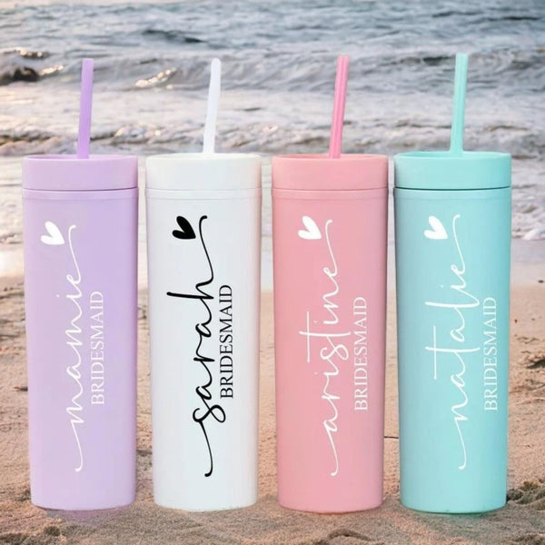 Personalized Tumbler with Lid and Straw,Custom Name Skinny Tumbler