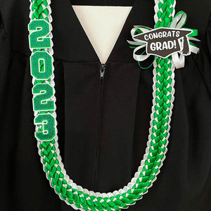 2024 Graduation Leis - Double Braided Ribbon Lei - Class of 2024 - Custom school colors - Satin ribbon leis