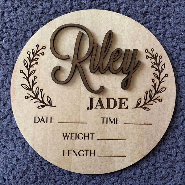 Baby Announcement Sign Personalized Name Baby Birth Stats Wooden Birth Announcement