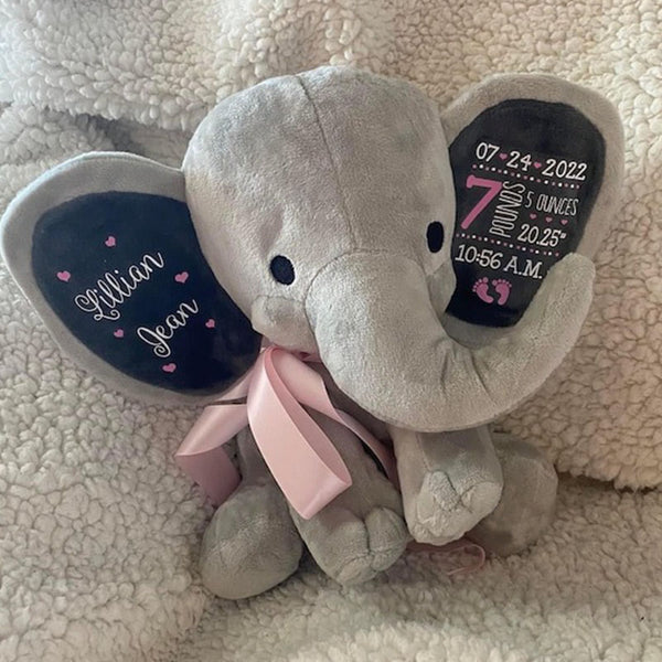 Gift for Baby Girl & New Mom,Personalized Elephant Stuffed Animal